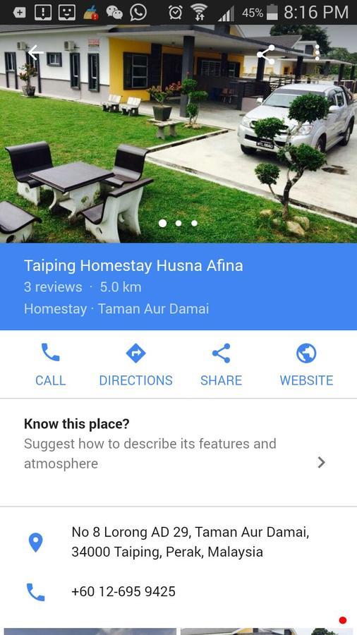 Taiping Homestay Husna Afina Exterior foto